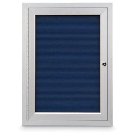 24x36 1-Door Enclosed Outdoor Letterboard,Header,Blue Felt/Satin